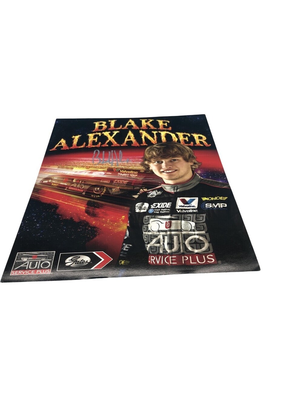 Blake Alexander NHRA Racing Hero Card 11x9 Signed Autograph Auto Service Plus